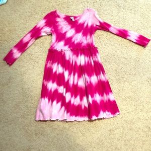 Long Sleeved Pink Tie Dye Dress with bling